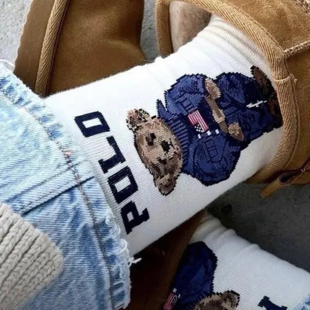 NWT Polo Ralph Lauren Women's Polo Bear Trouser Socks - Picture 2 of 5